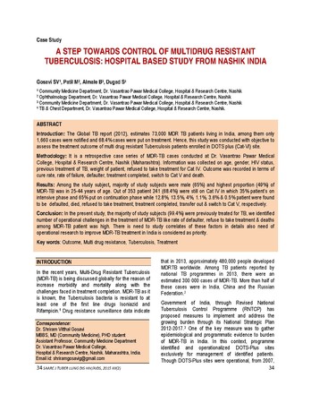 A step towards control of mult idrug resistant tuberculosis: Hospital based study from Nashik India / Gosavi, SV in SAARC Journal of Tuberculosis ,Lung Diseases and HIV/AIDS (Vol.xii; No 2 July- Dece